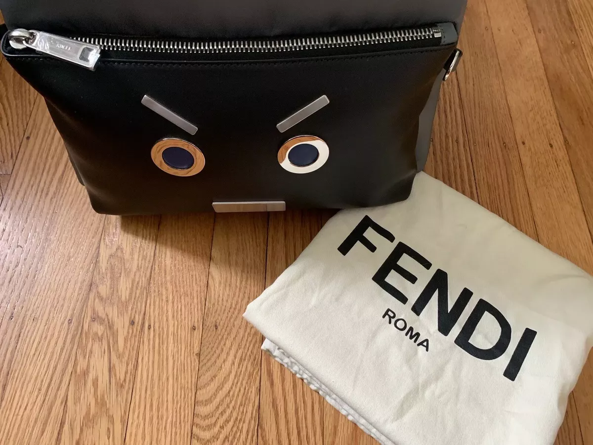 RARE Sold out Saks Exclusive Authentic Fendi Faces Black Grey