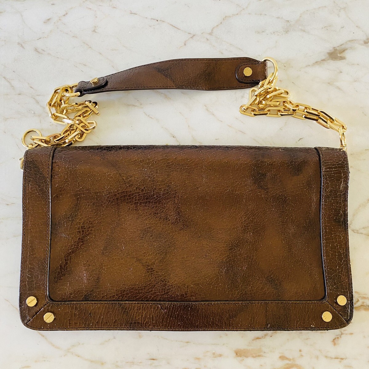 tory burch brown leather clutch