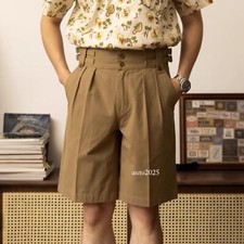 British Retro Gurkha Shorts Men's Cotton Cargo Gurkha Pants Pleated High Waist