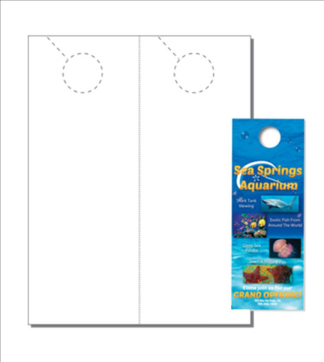 Blank Door Hangers 4.25x11 Inches 2-Up on 8.5x11 Sheets with Holes 250 Pack  