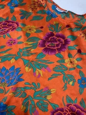 Saks Fifth Avenue Womens M Polyester Multi Floral Lightweight Popover Blouse