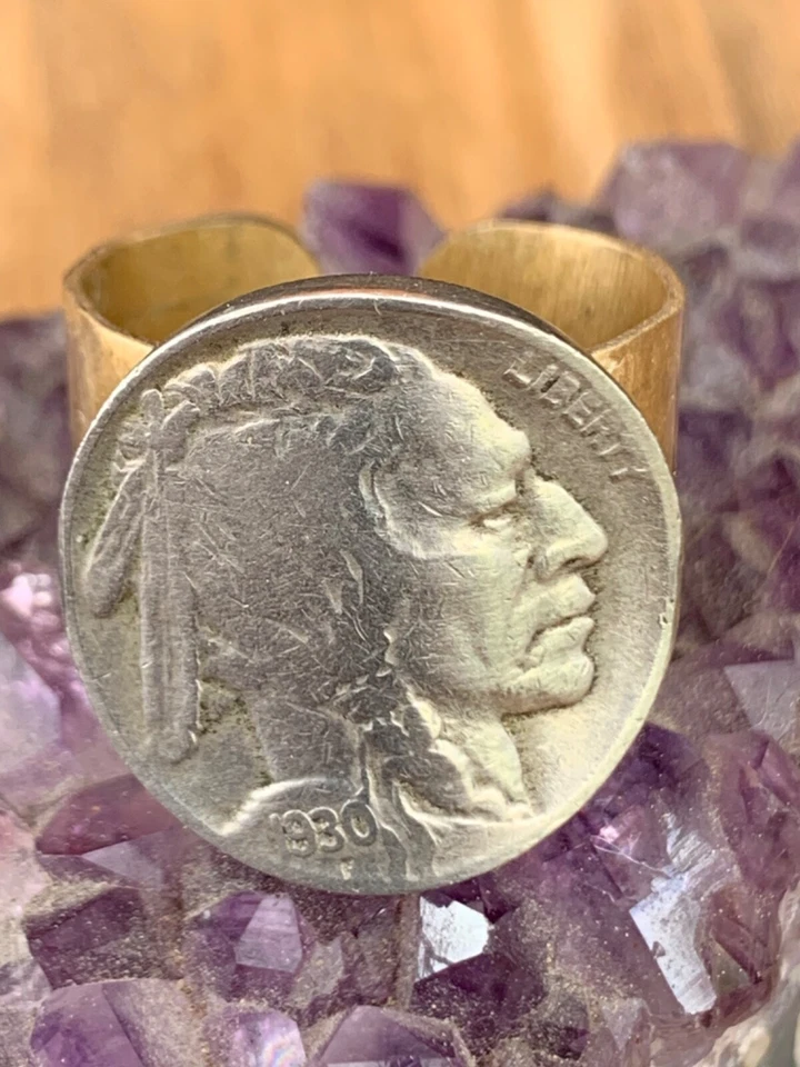 Anillo de sello de níquel 1930 15 mm banda cortada a mano tamaño 6,5 ajustable unisex Foto 2 de 4