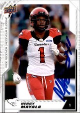 Hergy Mayala Signed 2020 Upper Deck CFL Football card Calgary Stampeders