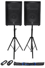 2 JBL JRX212 1000 Watt 12" DJ PA Speakers Monitors 2 Stands 2 Cables Carry Case