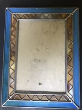 Fetco Handmade Stained Glass Picture Frame 6 X 8  Tan/Blue
