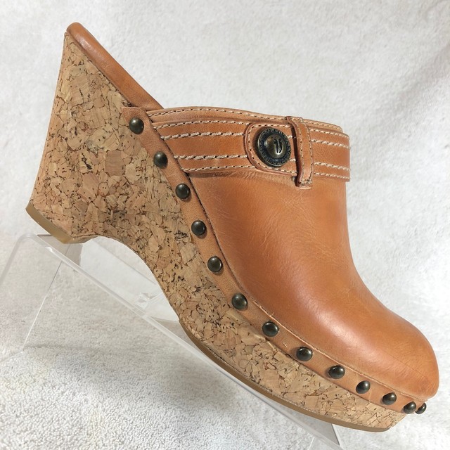 tan wedge mules