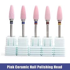 Pink Ceramic Nail Polishing Head Rotary File Drill Bits Electric Manicure Tool