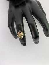 Genuine Stone Ring Gold Plated Size 7.5-8 Multi Color