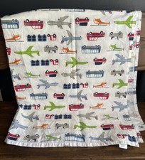 Pottery Barn Kids Brody Planes Airport Toddler Flat Sheet Organic Cotton 45x65  