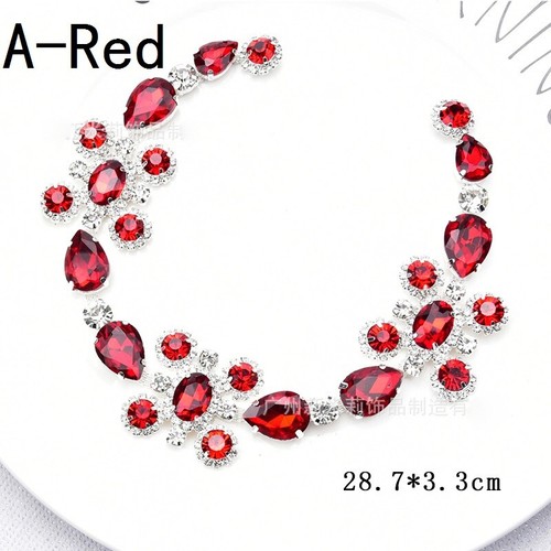 Shiny Rhinestone Applique Crystal Diamante Floral Chain Trimming Sew On Decor - Picture 10 of 26