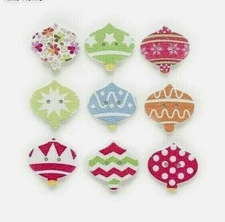 Choose Qty of CHRISTMAS ORNAMENT 2-hole Wood Button 1" x 1" (25mm) Craft (s407)