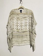 Chicos Travelers Top Womens S M Southwestern Stencil Scarf Sheer Kimono Boho