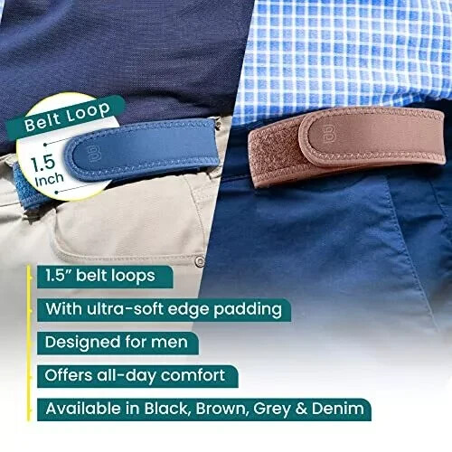 BeltBro Pro Pairs For Men Elastic Belt With Ultra-Soft Edge Padding 1.5 Inch - Picture 4 of 7