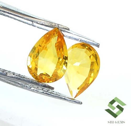 7x5 mm Natural Yellow Sapphire Pear Cut Pair 1.45 Cts Calibrated Loose Gemstones - Picture 5 of 10