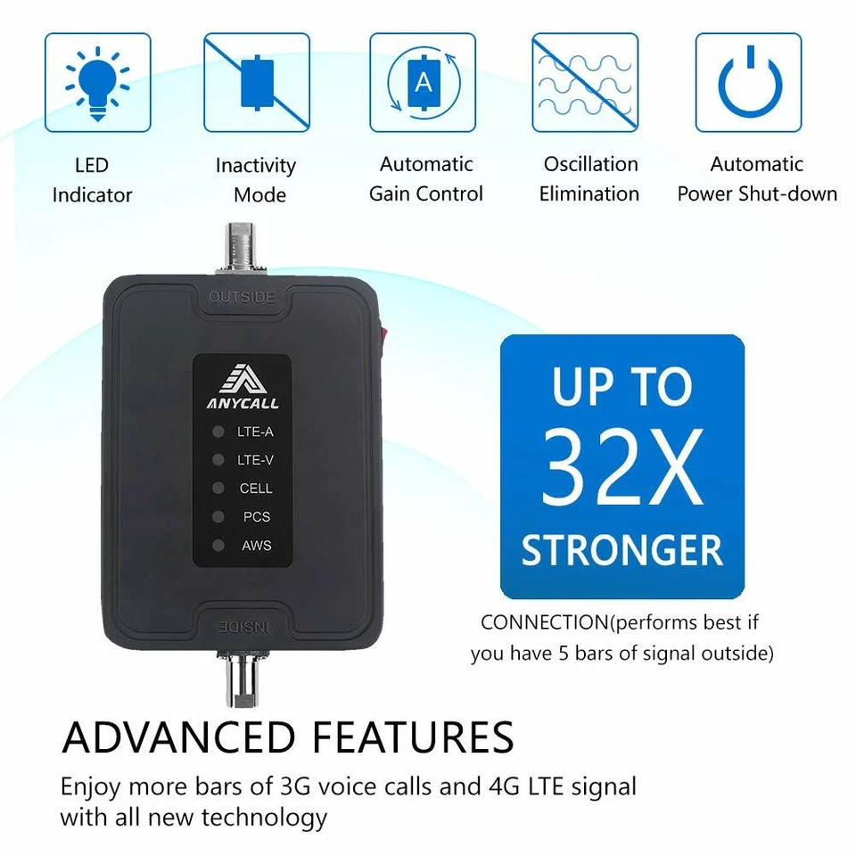 Cell Phone Signal Booster AT&T Verizon 700/850/1700/1900MHz 3G 4G LTE Car/RV Use - Image 2 of 4