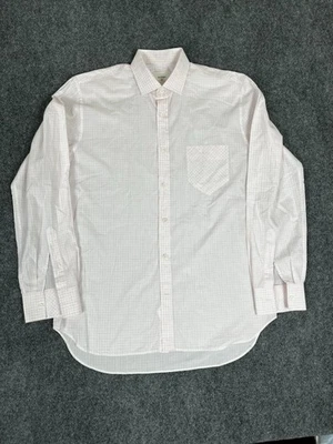 Billy Reid Shirt Button Up Mens White Pink Long Sleeve 100% Cotton Size 16 - Image 1 of 4