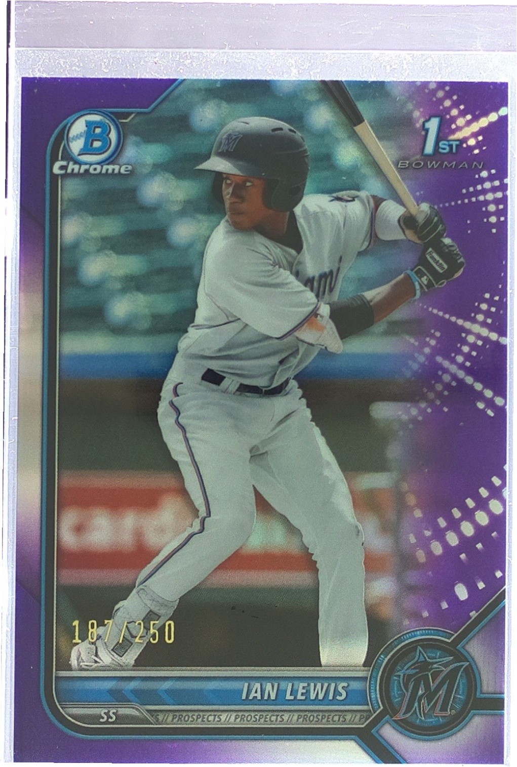 2022 Bowman Ian Lewis /250 #BCP-96 Marlins Chrome Prospects Purple Refractor