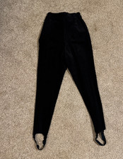 Vintage 90s In Colors by Heirlooms Black Stirrup Pants Women Cotton Spandex