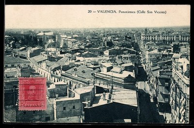 Valencia, Panorama, Calle San Vicente, Ansichtskarte 1926 