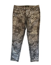 Nine West Silver Metallic Snakeskin Cigarette Fit Skinny Leg Pants Size 12/31