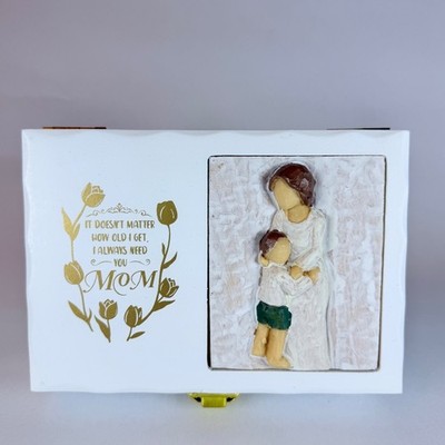 Mom Keepsake Box Mother Child Figurine Photo Frame Music Box Gift