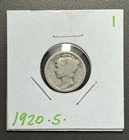 1920 - S - 10C Mercury Dime / Early Years 90% Silver Coin. Rough Circ.