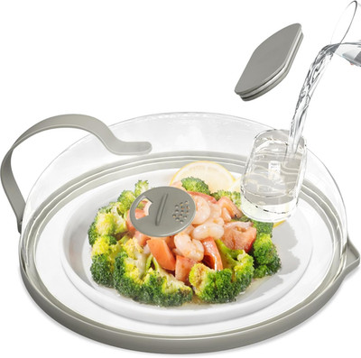 Microwave Splatter Cover with Water Steamer for Food - 10 Inch Steam Microwave S