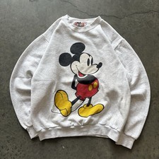 1980s Disney Parks Mickey Mouse Gray Graphic Crewneck Sweatshirt Size S
