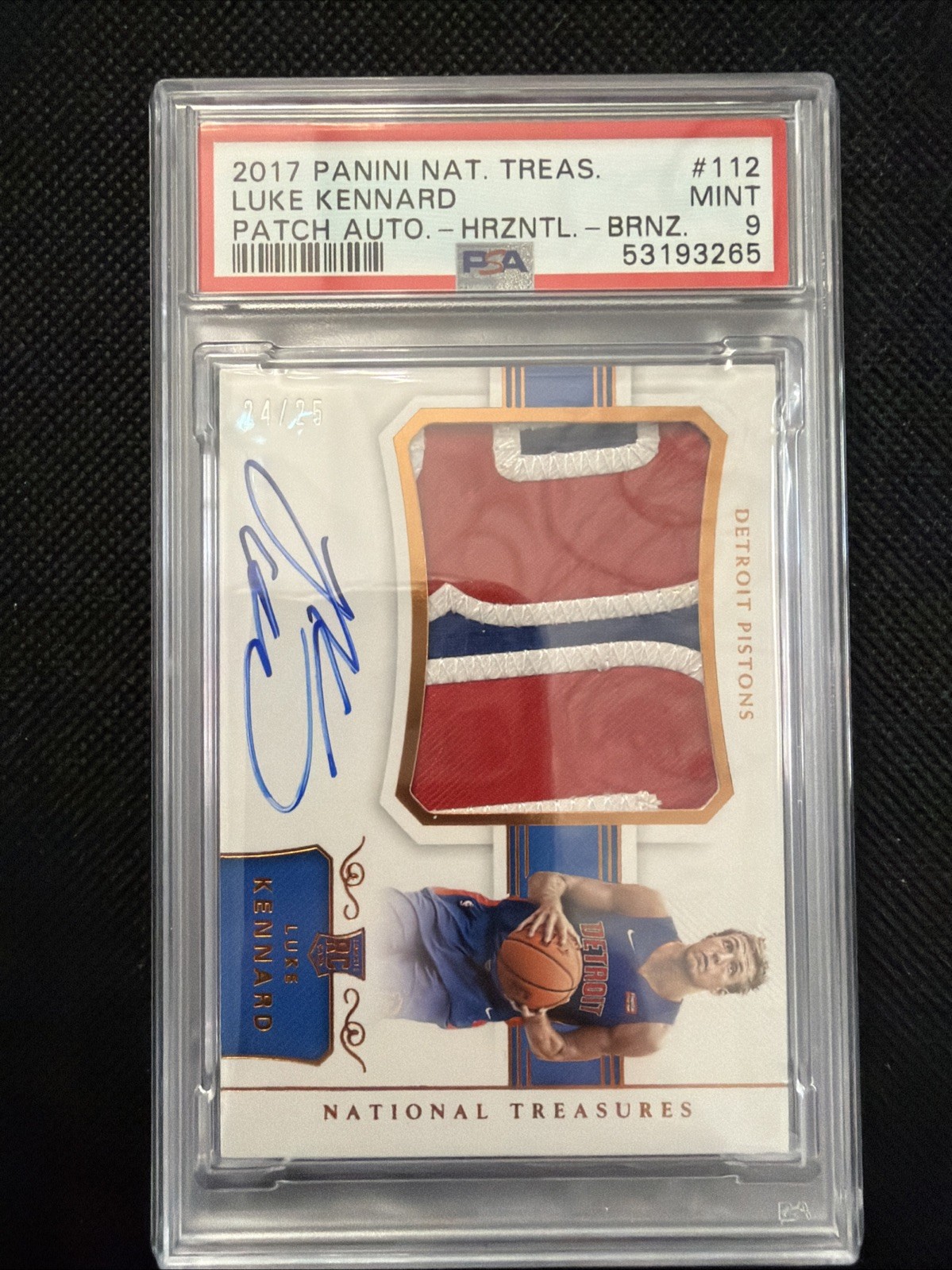 Luke Kennard Rookie Patch Auto Bronze RPA /25 - 2017 National Treasures - PSA 9