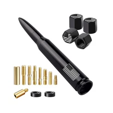 American Flag Car Truck Antenna with Valve Stem Caps, Universal Mast for GM C...