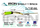 IRON DECOY Steely Fishing Lure Spoon, Casting, Trolling, 1/12 OZ, Copper 850034750026