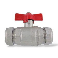 Kugelhahn mit Klemmringverschraubung Flügelgriff Kupfer CU Rohr Ø 15 22 28 mm