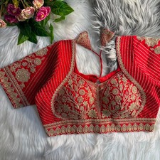 Wedding Party Saree Blouse  Silk Heavy Embroidered Sequins Zari Thread