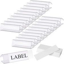100 Pcs Plastic Label Holder with 100 Pcs Label Inserts, 3" L X1" H Clear Pla...