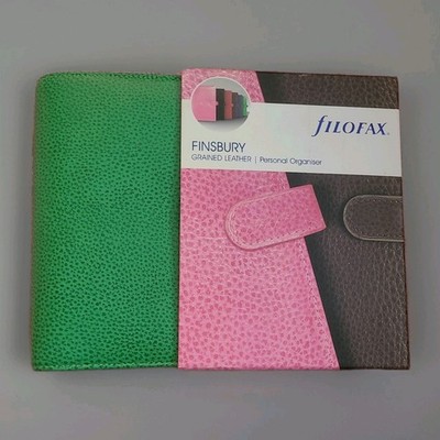 Filofax Finsbury Smaragd Personal Organizer genarbtes Leder Vintage 07/08 unbenutzt Neu im Karton