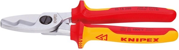 Knipex Kabelschere Kabelschneider Doppelschneide 200Mm Verchromt VDE 95 16 200-image