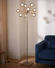 Stehlampe John Lewis Huxley 9 Globe Stehlampe Antik Messing Glas NEU OPEN BOX