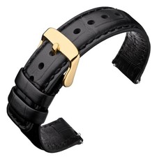 ANNEFIT Quick Release Leather Watch Bands 18mm 20mm 22mm 24mm, Alligator Grai...