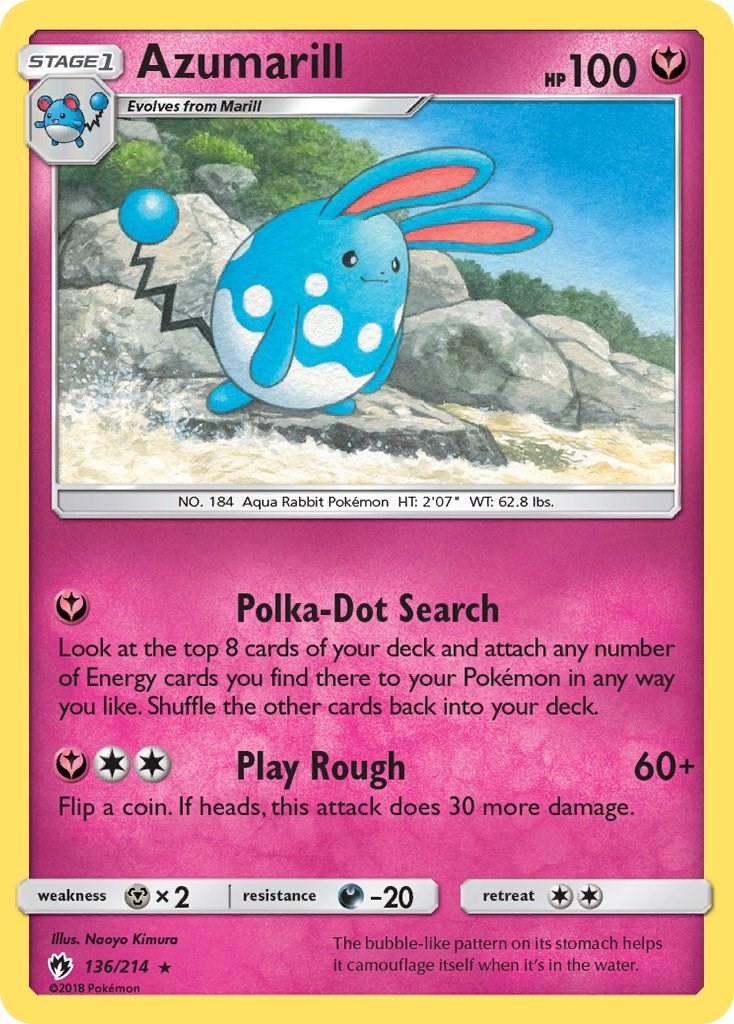 Azumarill 136/214 Rare SM - Lost Thunder Pokémon Card