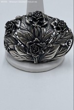 Vintage Hobe Sterling Silver Rose Floral Brooch Pin Repousse Style 22.37g