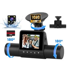 Dash Cam 4 Channel 360  Front Rear Inside DashCam FHD 1080P Car Camera 32GB Card