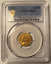 1909 Indian Gold Quarter Eagle $2.50 PCGS MS63 Better Date PQ