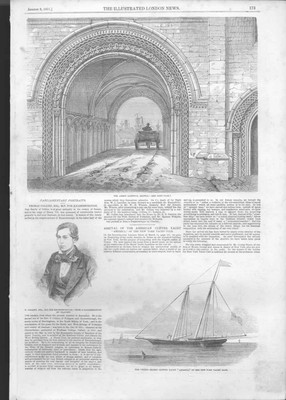 Original Old Antique Print Abbey Gateway Bristol Us Clipper America A