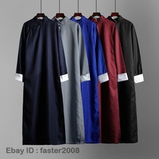 Men Chinese Long Uniform Vintage Traditional Tang Suit Robe Kung Fu Tai Chi Coat