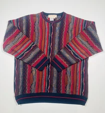 Vintage Norm Thompson Sweater Mens Large Knit Pullover Made in Italy 90s