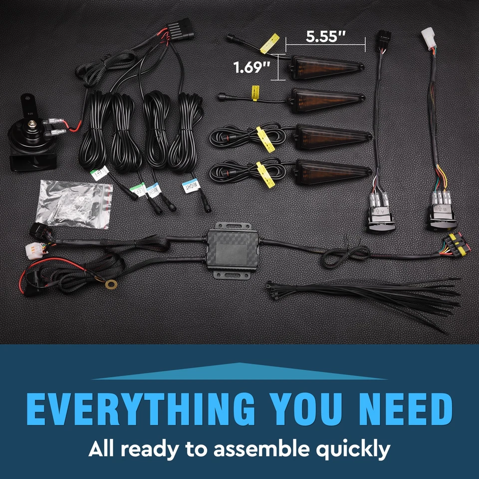 UTV Turn Signal Kit w/110D Horn, Triangle Flowing Street Legal ATV Blinker Kits - Image 3 of 4