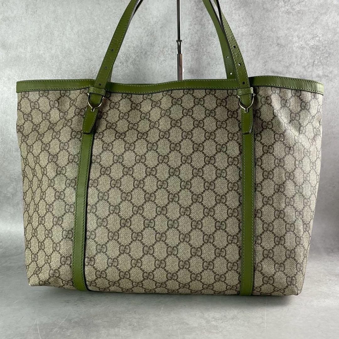 GUCCI NICE GG Canvas Tote Bag Green Unisex Large Capacity Authentic thumbnail 2