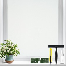 GTJ White Frosted Glass Window Privacy Film, Static Cling Film No Glue Remova...