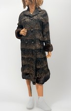 Vintage Chocolate Brown Persian Lamb Coat With Mink Fur Cuffs And Trim Size S