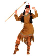 Widmann Cheyenne Dress, Belt, Headband With Feather  M Brown